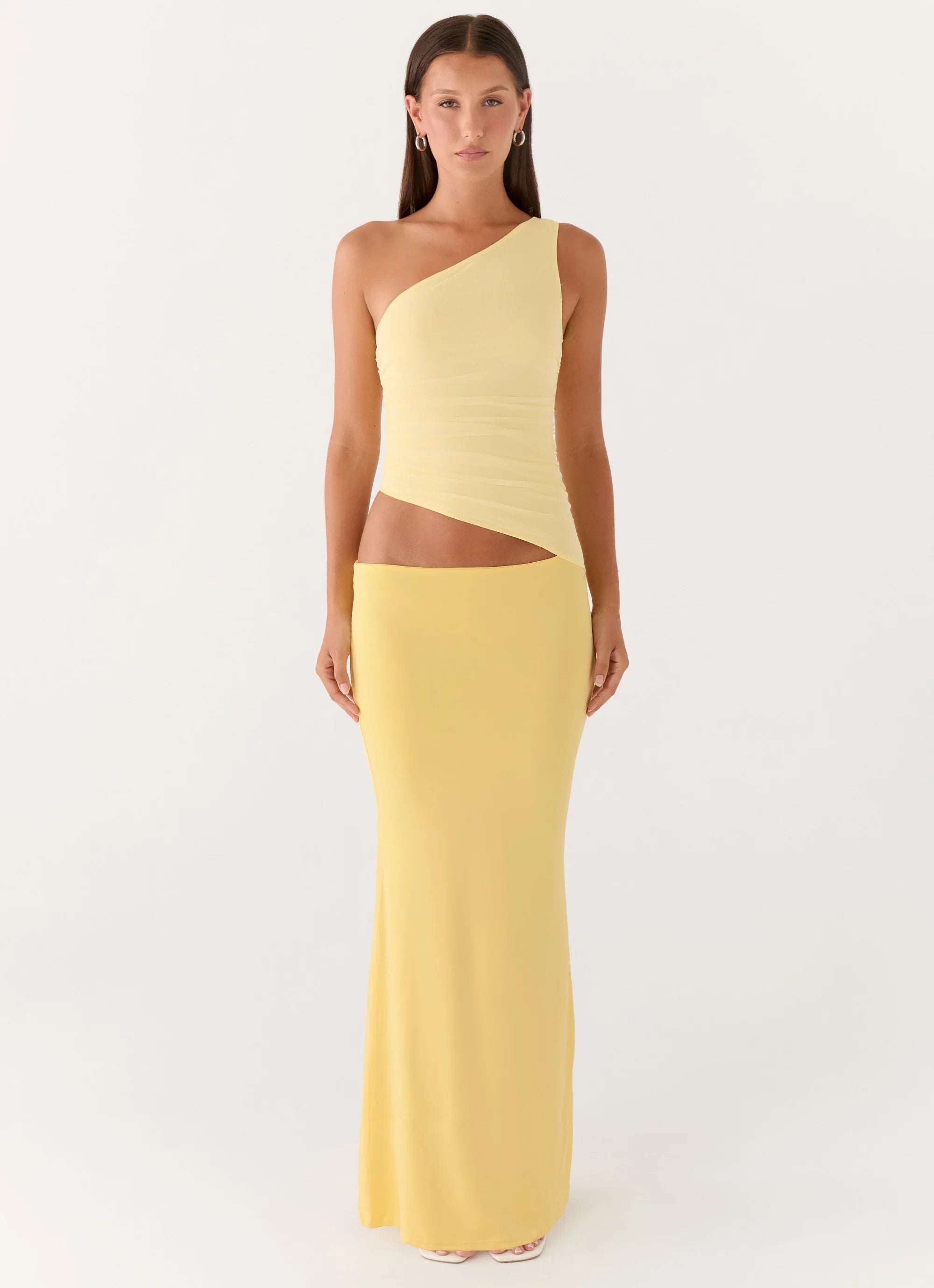 Seranella One Shoulder Maxi Dress Lemon