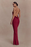 Nerea Slip Halter Maxi Dress Cherry Red