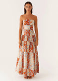 Carmel Maxi Dress Orange Blue Floral