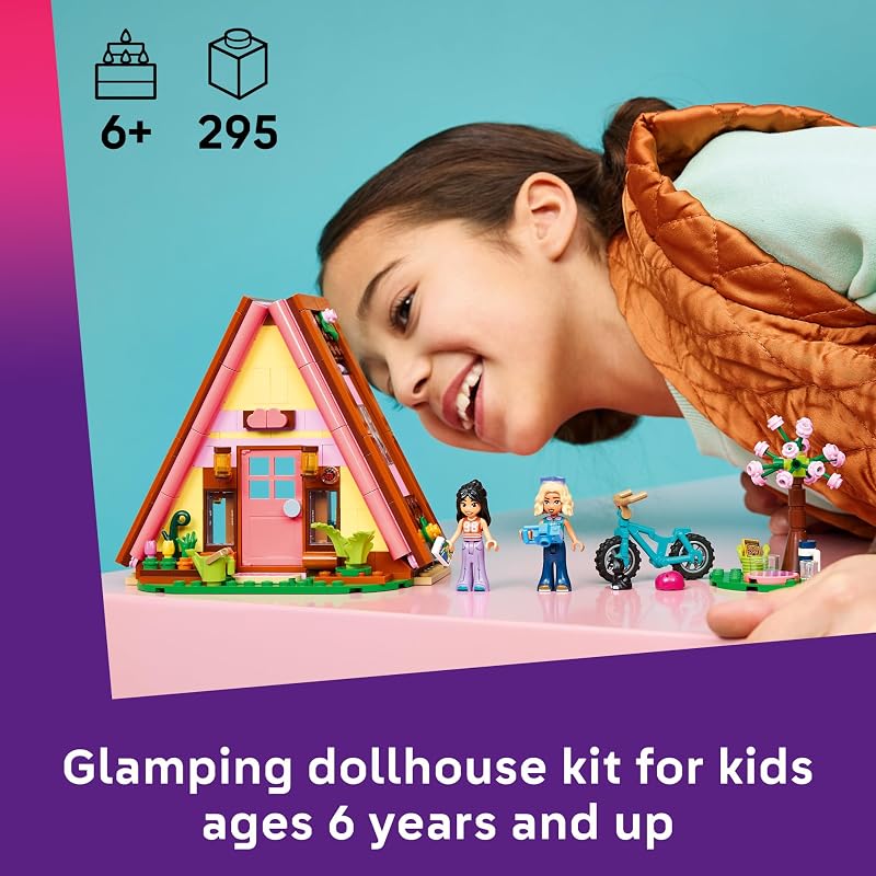 LEGO Friends Nature Glamping Cabin 42682 Building Toys for Girls Boys Ages 6 Dollhouse Cabin W 2 Minidolls for Pretend Play 295 pieces Gift For Birthdays