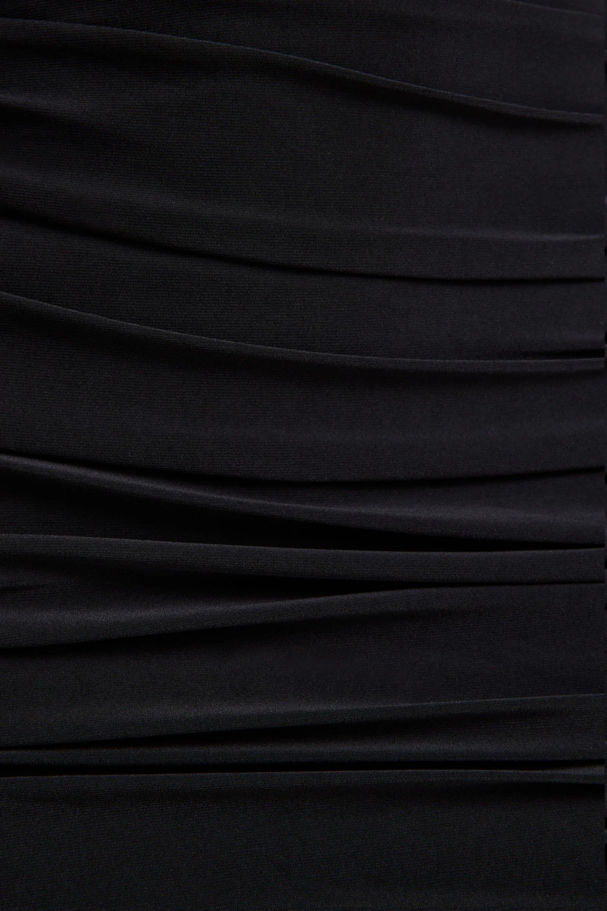 Yara Black One Shoulder Cape Ruched Midi Dress
