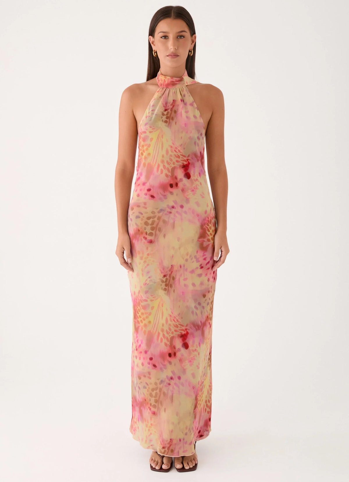 Keena Chiffon Scarf Maxi Dress Botanic Cheetah