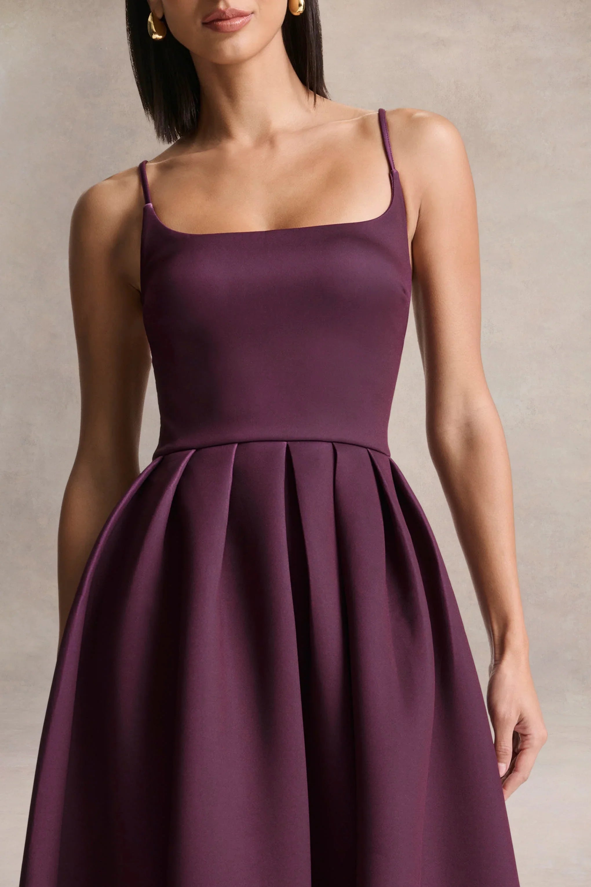 Jamila Plum Scoop Neck Midi Dress