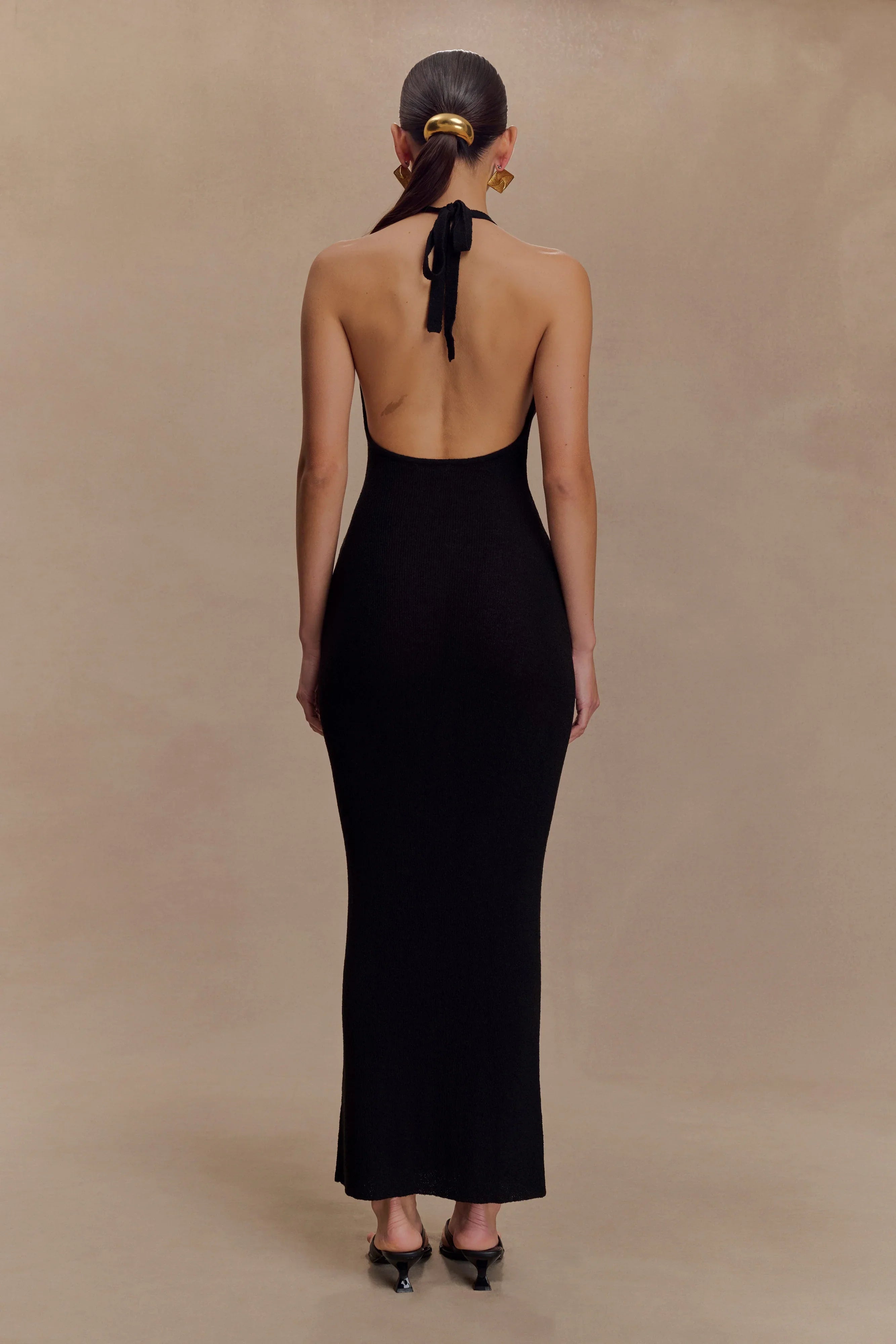 Ayella Cowl Knit Maxi Dress Black
