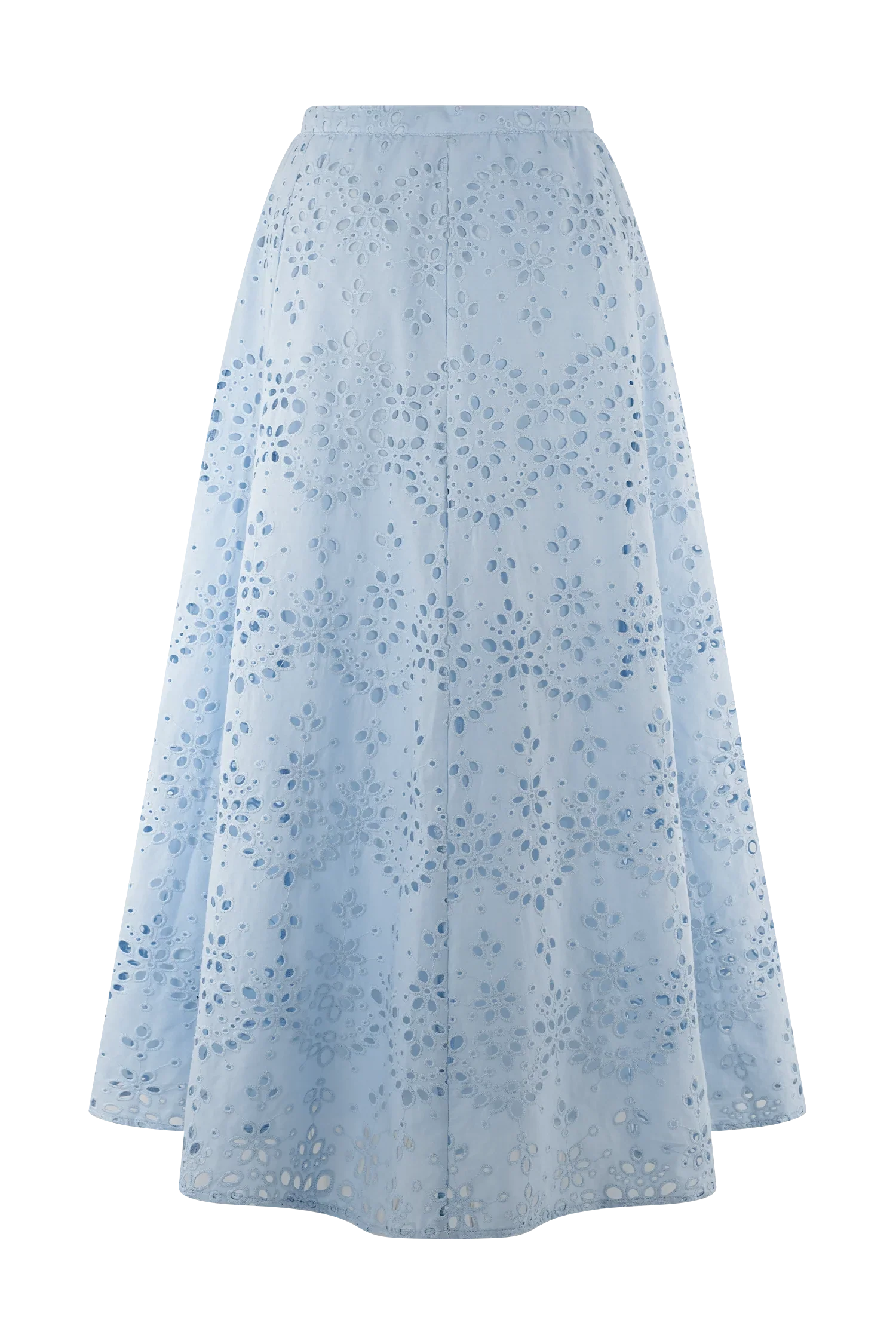Arla Broderie Midi Skirt Pale Cornflower Blue