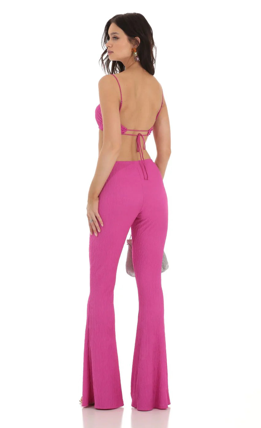 Crinkle Two Piece Set in Pink