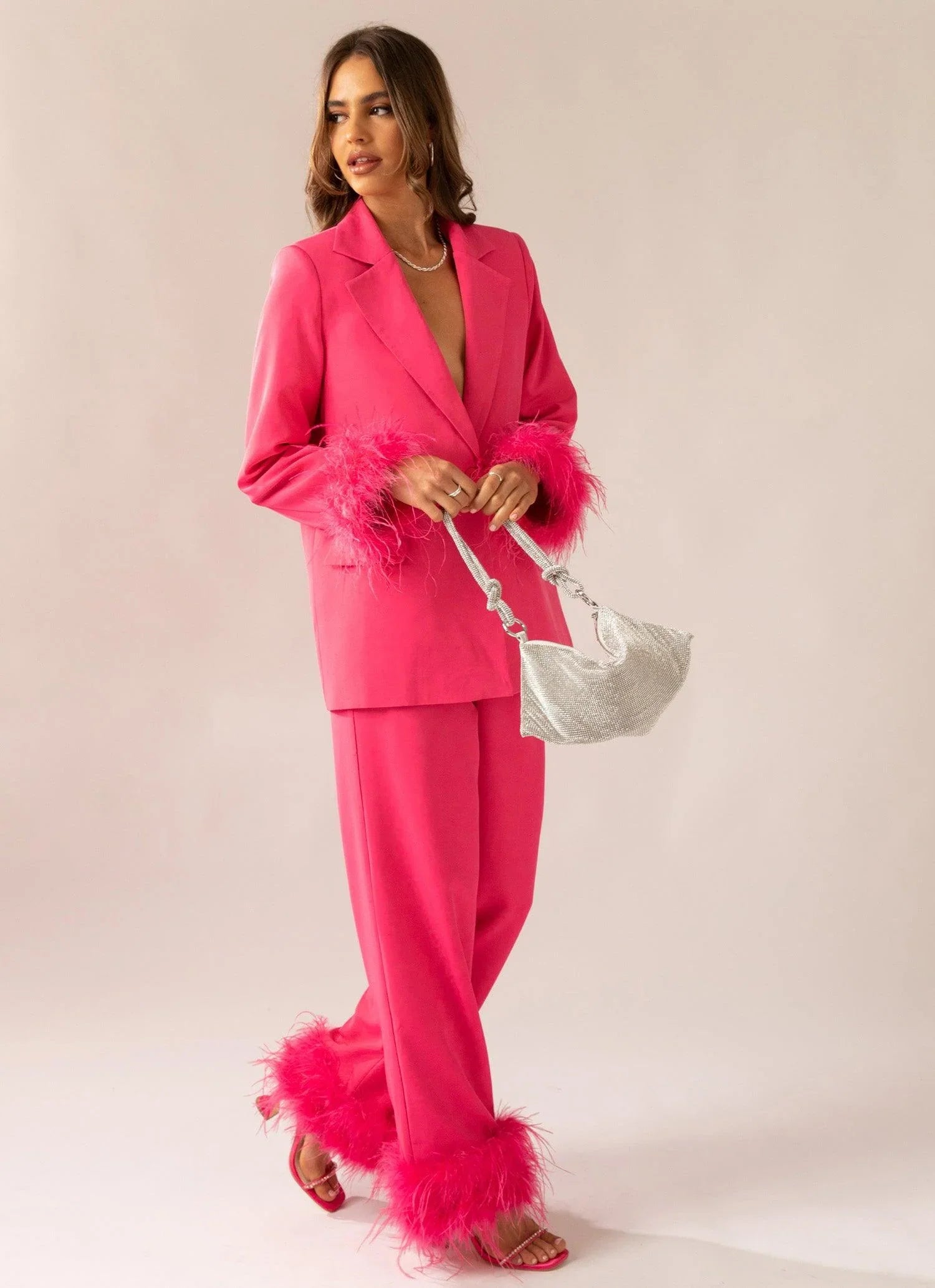 Shake It Off Feather Pants Magenta