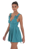 Double Bow A Line Dress in Turquoise Blue
