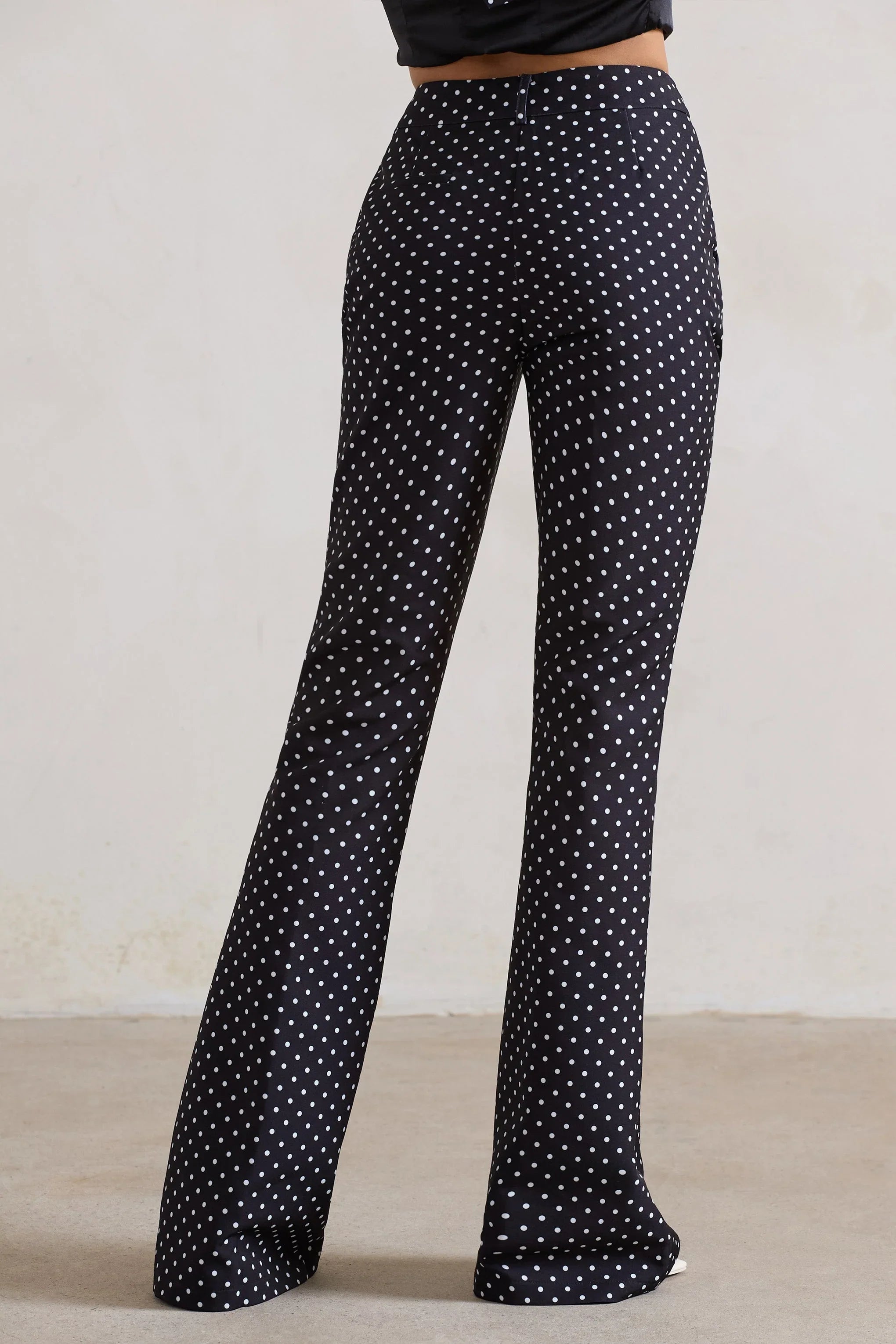 Kehlani Black Polka Dot High Waist Wide Leg Trousers