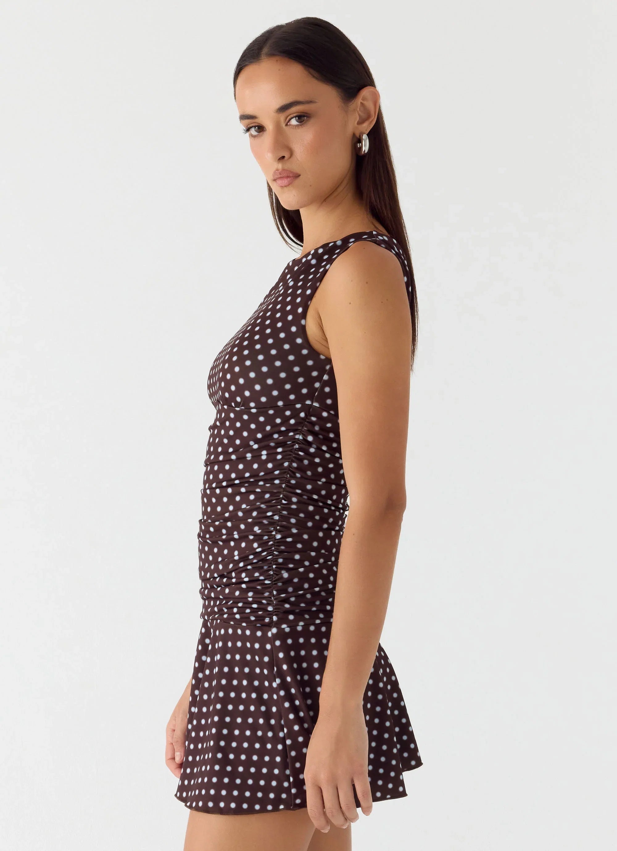Kelda Mini Dress Chocolate Blue Dot