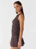 Kelda Mini Dress Chocolate Blue Dot