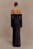 Giselle Off Shoulder Cowl Neck Maxi Dress Black
