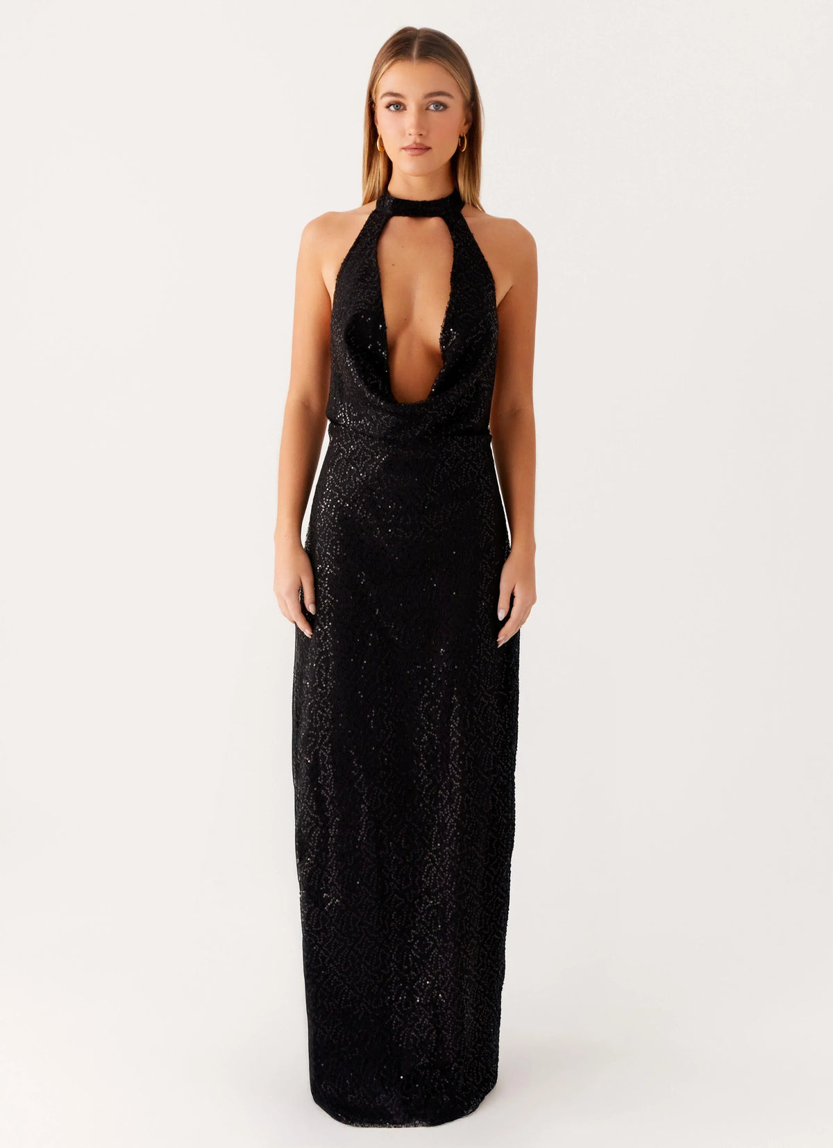 Empire Sequin Maxi Dress Black