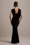 To The Moon Black Cowl Back Maxi Dress
