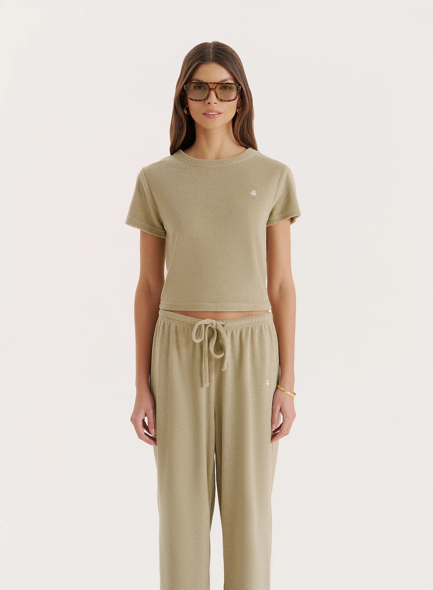 Green Towelling Short Sleeve Top