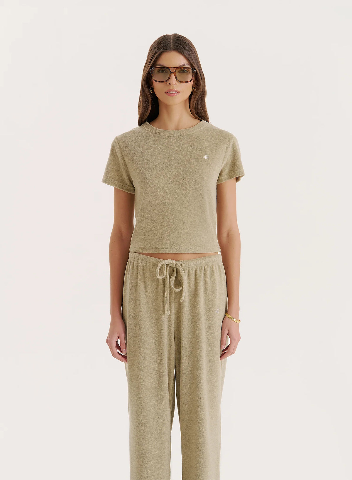 Green Towelling Short Sleeve Top