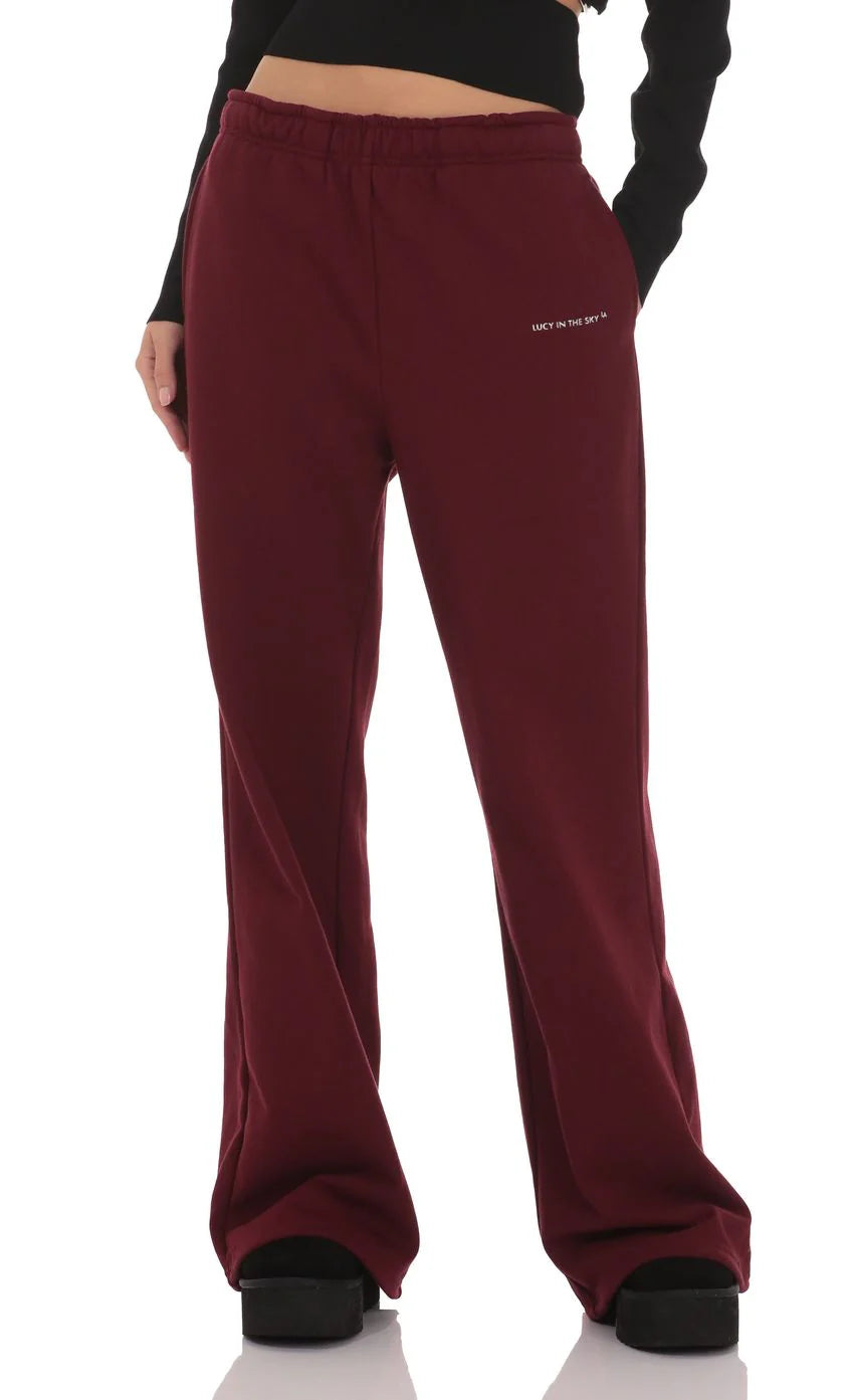 Cinchable Cuff Lucy Sweatpants in Burgundy