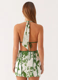 Sonnet Cotton Mini Dress Verdant Bloom