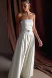 Florence Strapless Belted Maxi Dress White