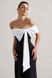 Bower Black Bardot Straight Leg Jumpsuit With Bow