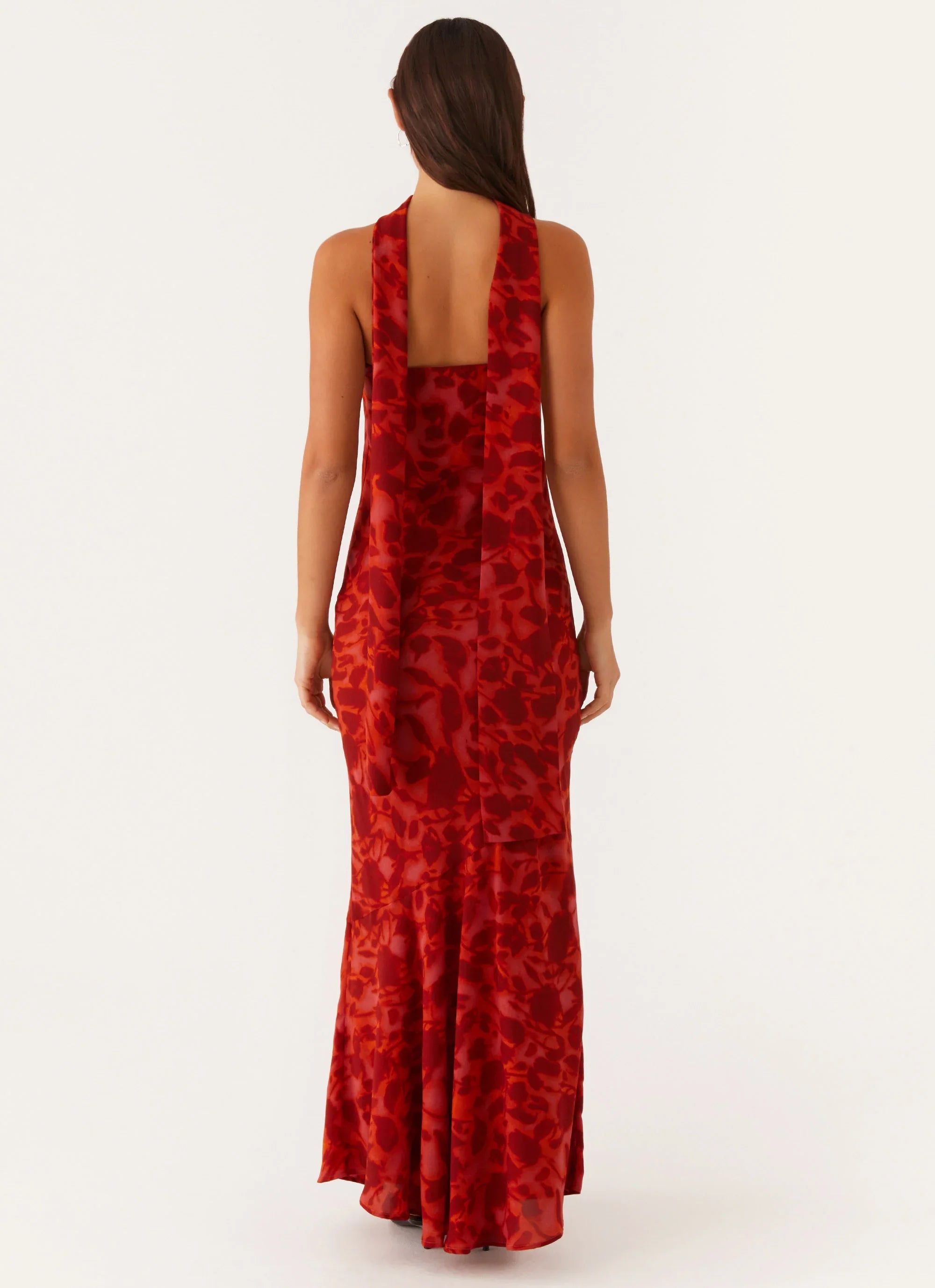 Under The Pagoda Maxi Dress Deep Red Floral