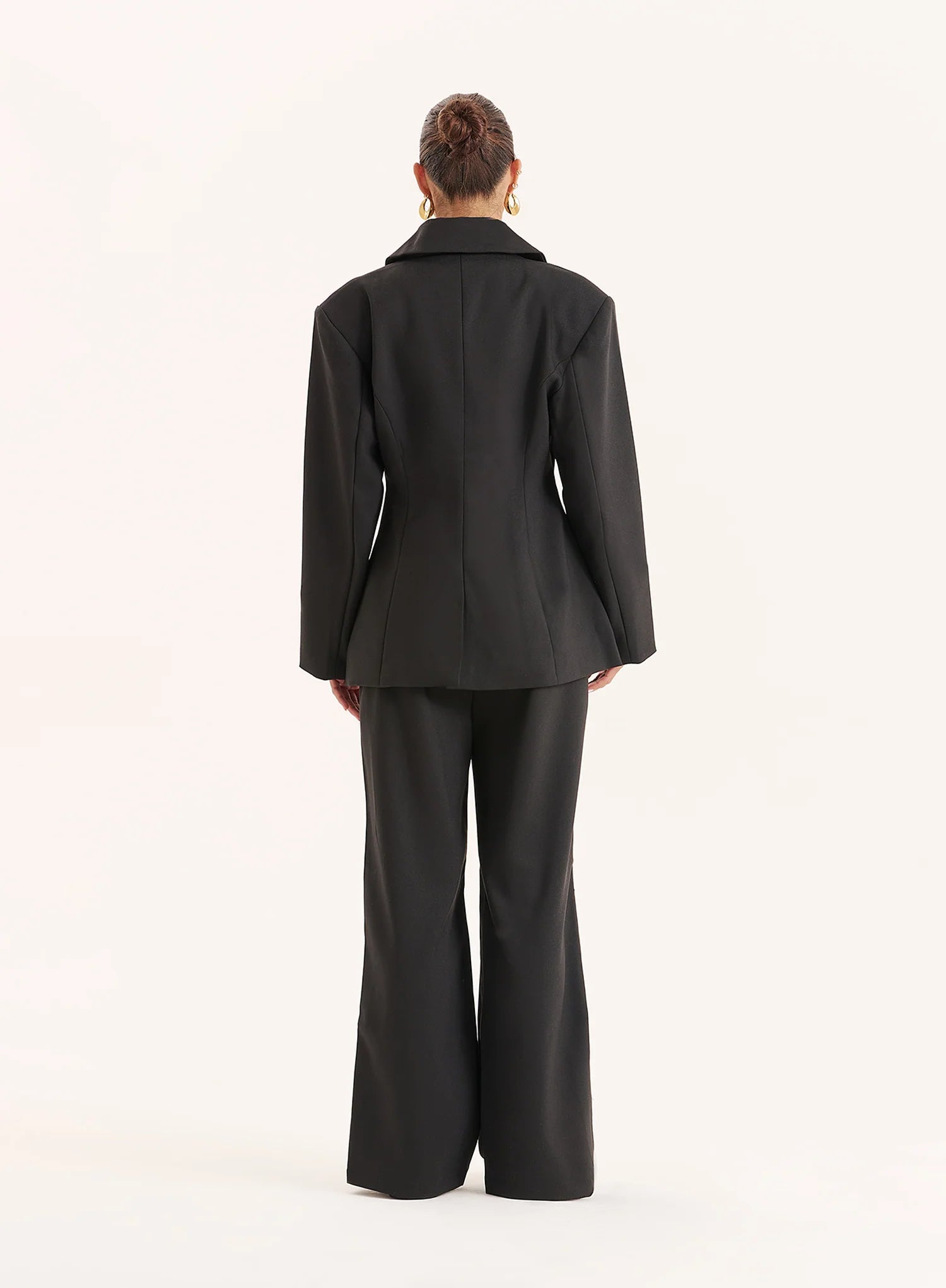Black Cinched Waist Tailored Blazer