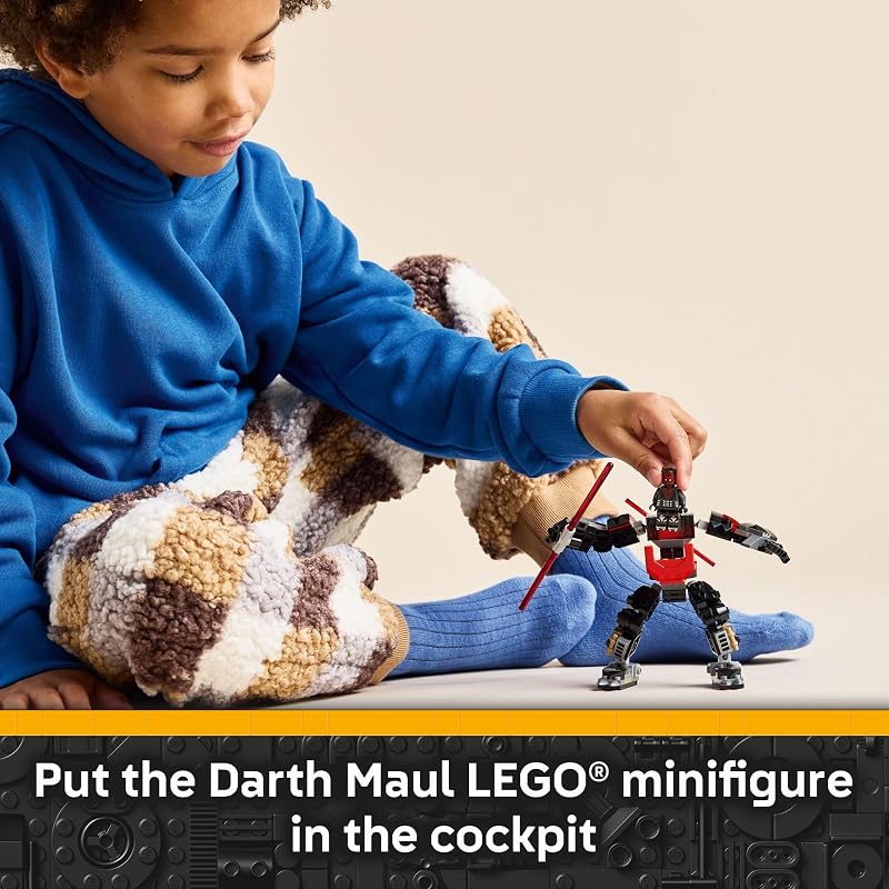 LEGO Star Wars Darth Maul Mech Kids Toy Building Toy with Pretend Play Lightsaber Birthday Gift Idea for Boys and Girls Ages 6 Collectible Decor for Fans of The Clone Wars 75411