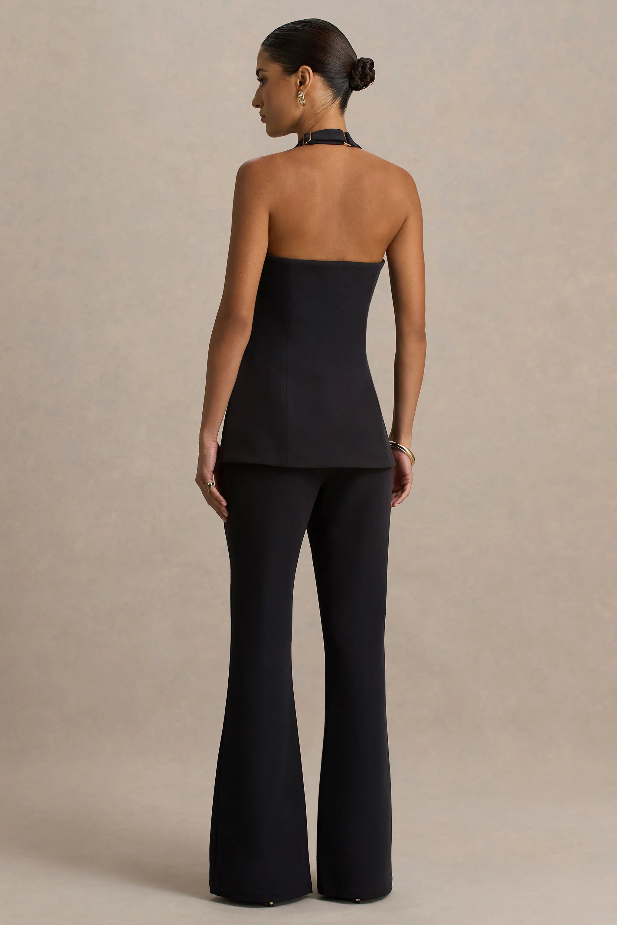 Carina Black Flared Leg Tailored Trousers