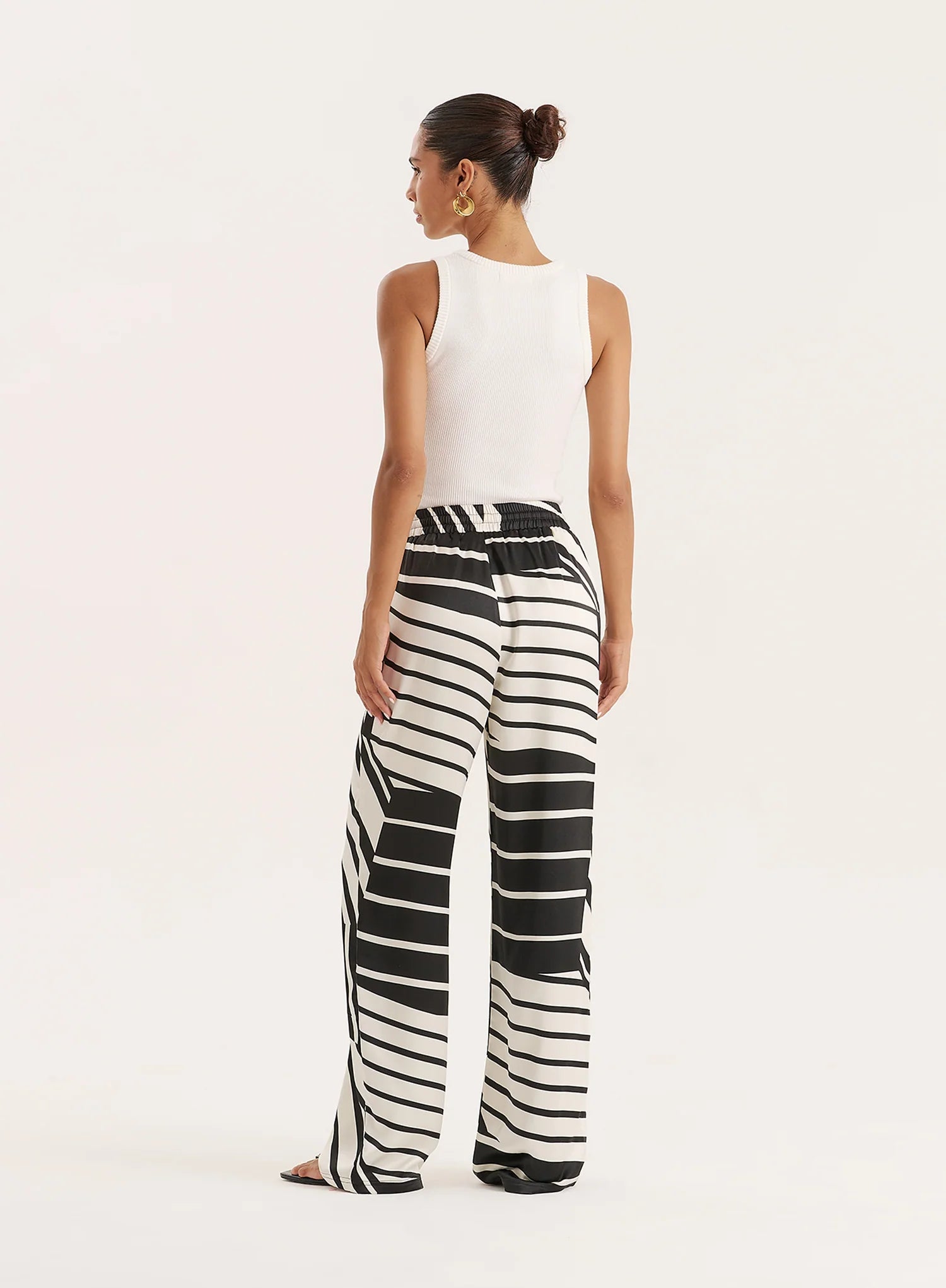Black And White Abstract Print Satin Trouser