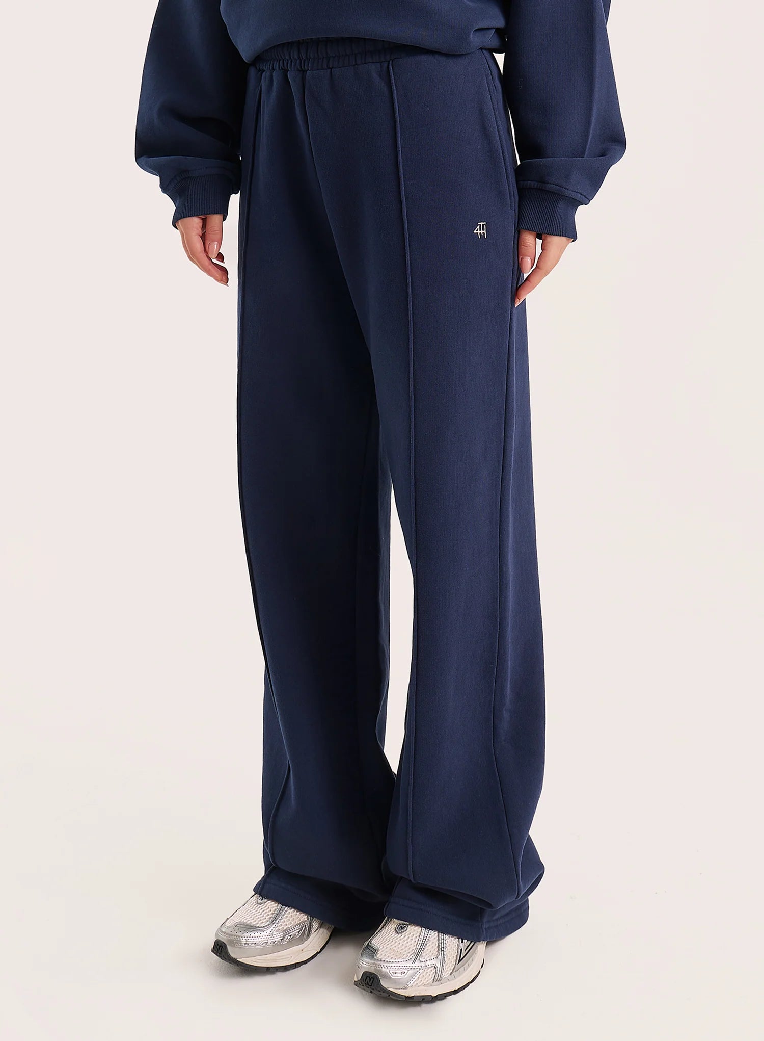 Navy 4th Wide Leg Branded Joggers