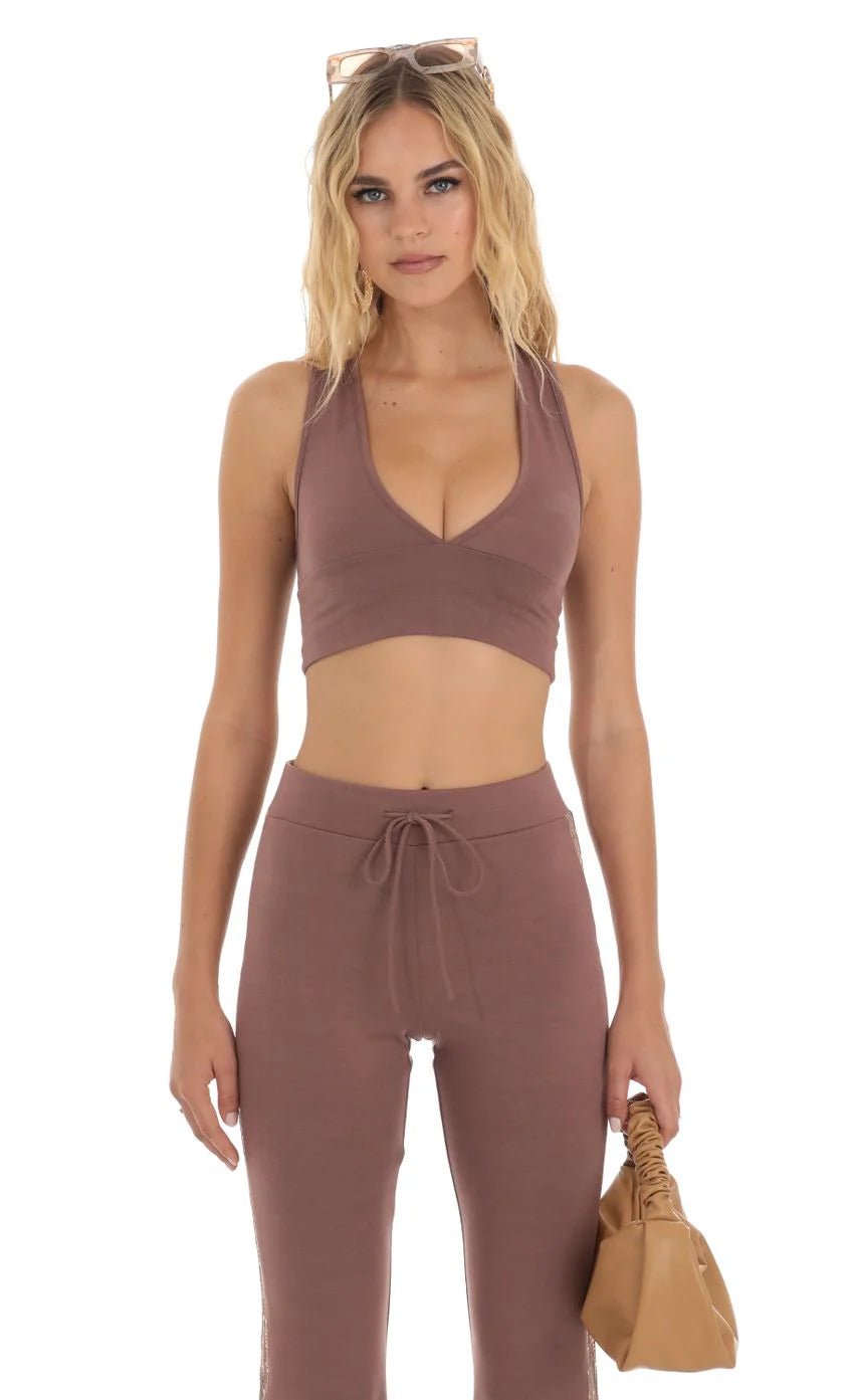 Sequin Two Piece Set in Brown