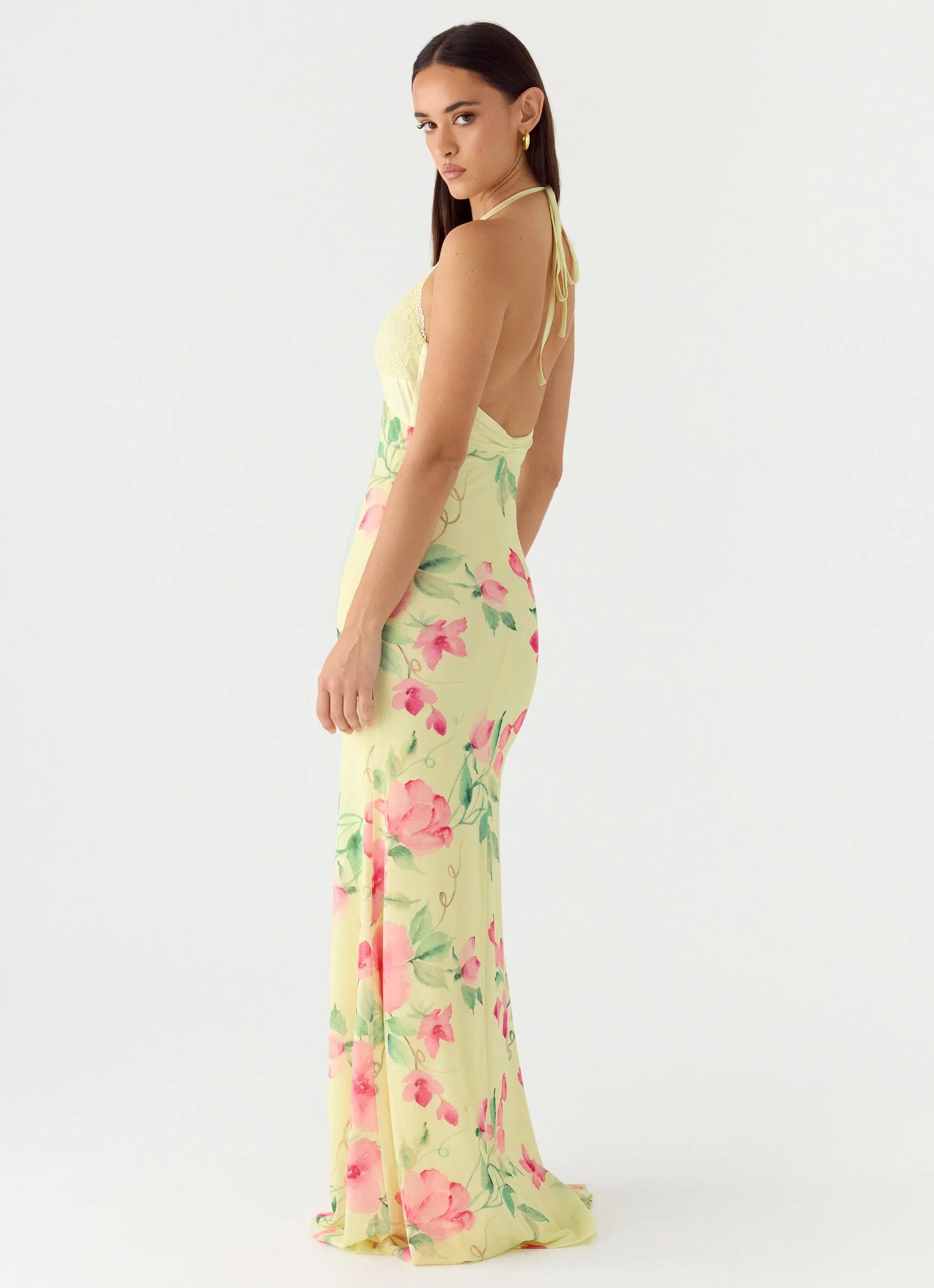 Takedown Halter Maxi Dress Lemon Soleil