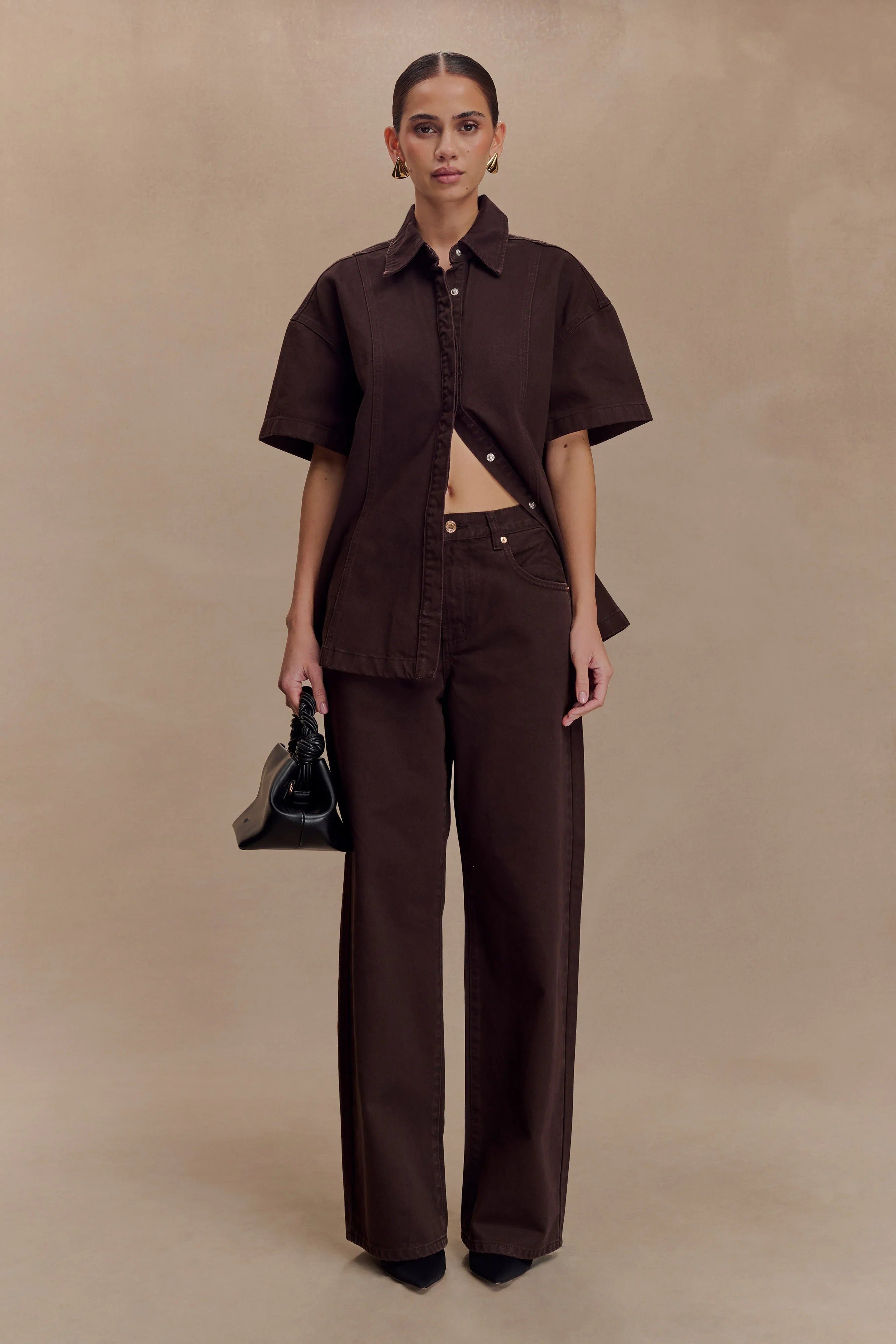 Mannon Mid Rise Denim Jeans Chocolate