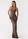 Zecca Lace Maxi Dress Chocolate