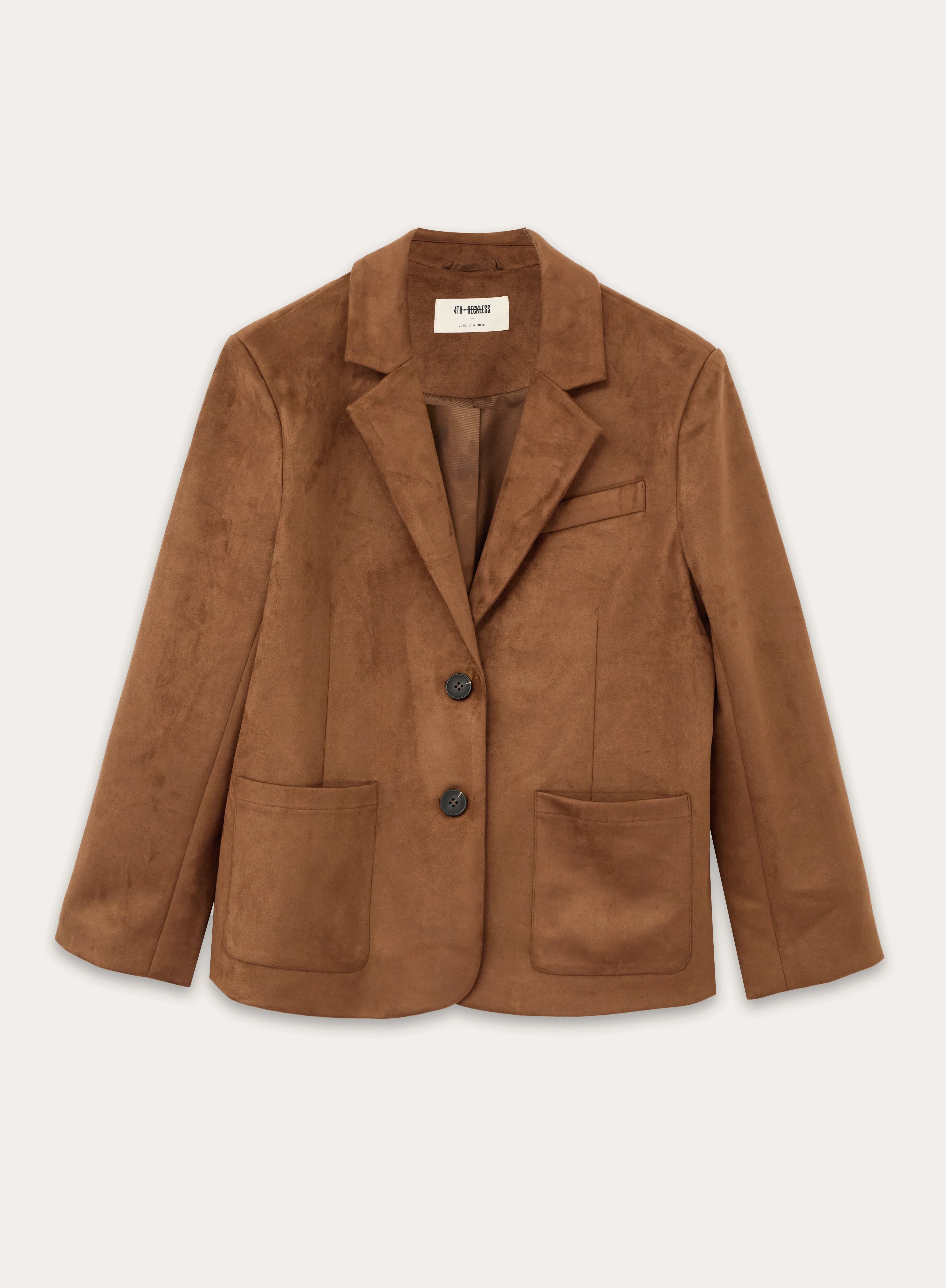 Brown Faux Suede Blazer