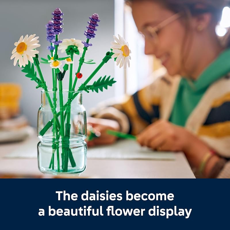LEGO Botanicals Daisies Building Toy Artificial Flowers Crafting Kit for Girls Boys Ages 9 Kids Room Decor for Book Shelf or Desk Gift Idea for Birthdays 11508