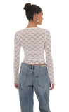Long Sleeve Lace Top in White