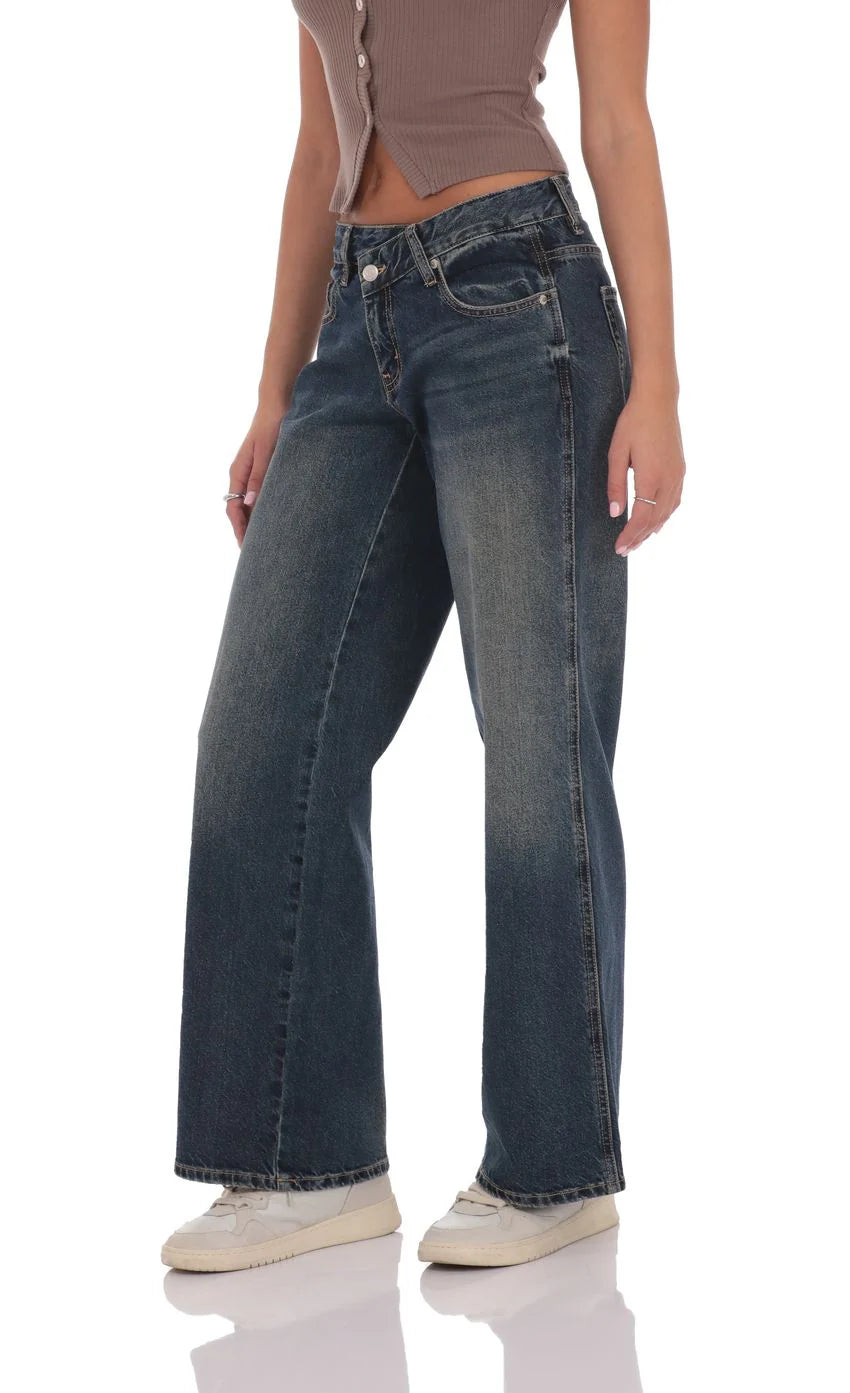 Low Rise Cross Jeans in Dark Wash