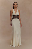 Dinah Lace And Satin Maxi Dress Black Ivory