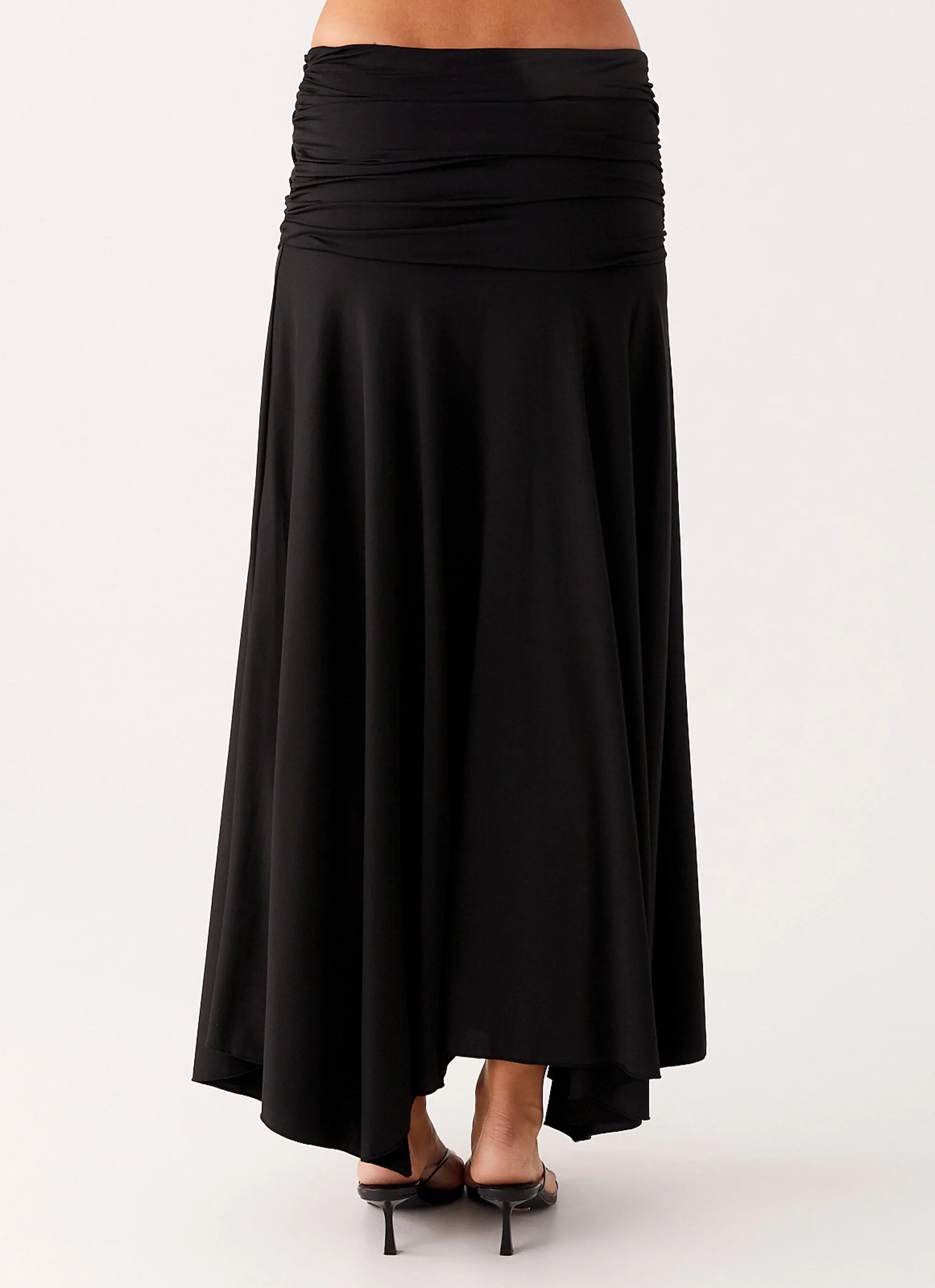 Liana Ruched Maxi Skirt Black