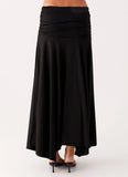 Liana Ruched Maxi Skirt Black