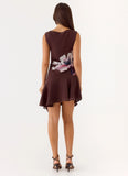 Maris Asymmetrical Mini Dress Velvet Bloom