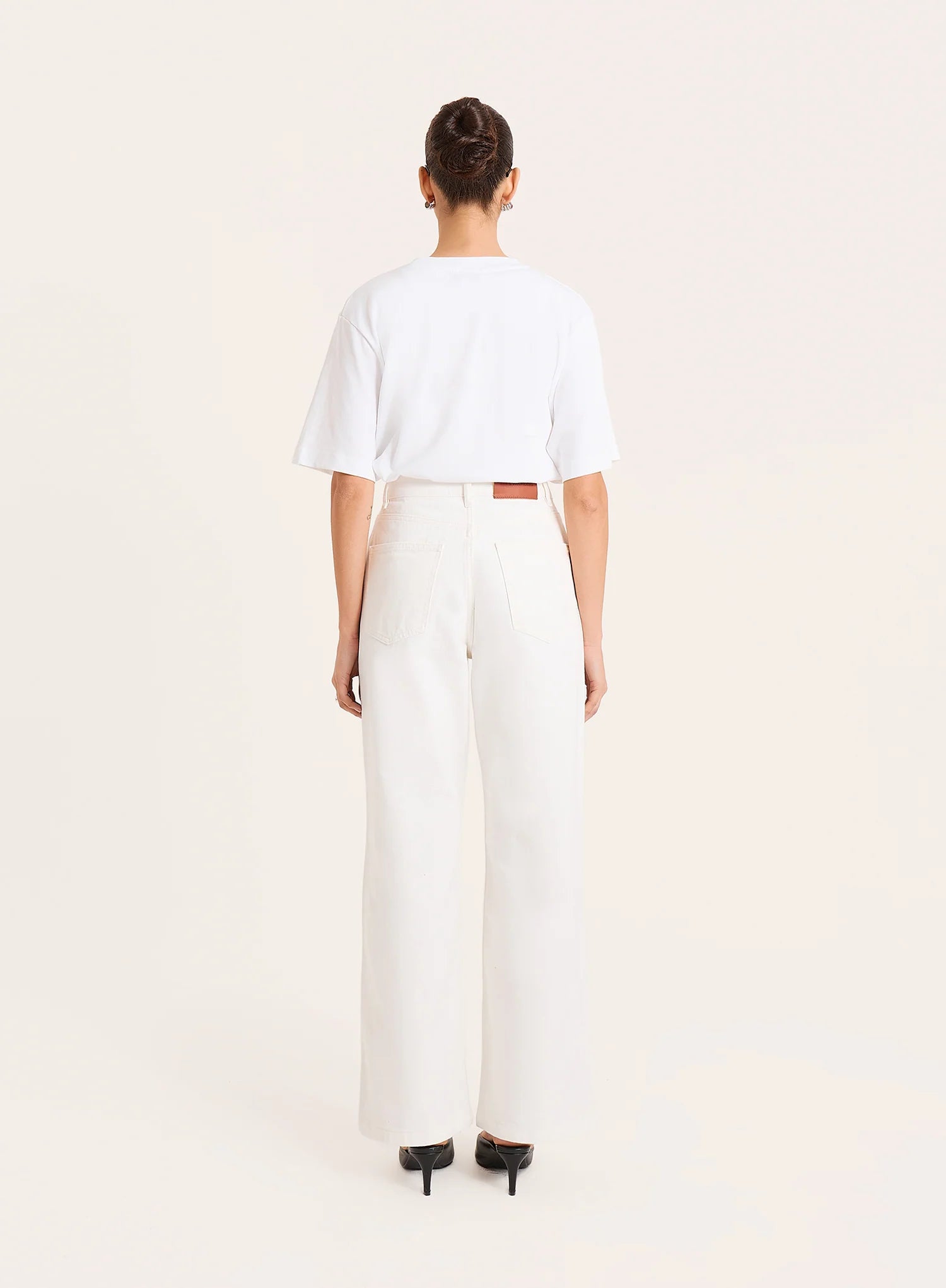 White High Waist Straight Leg Jeans