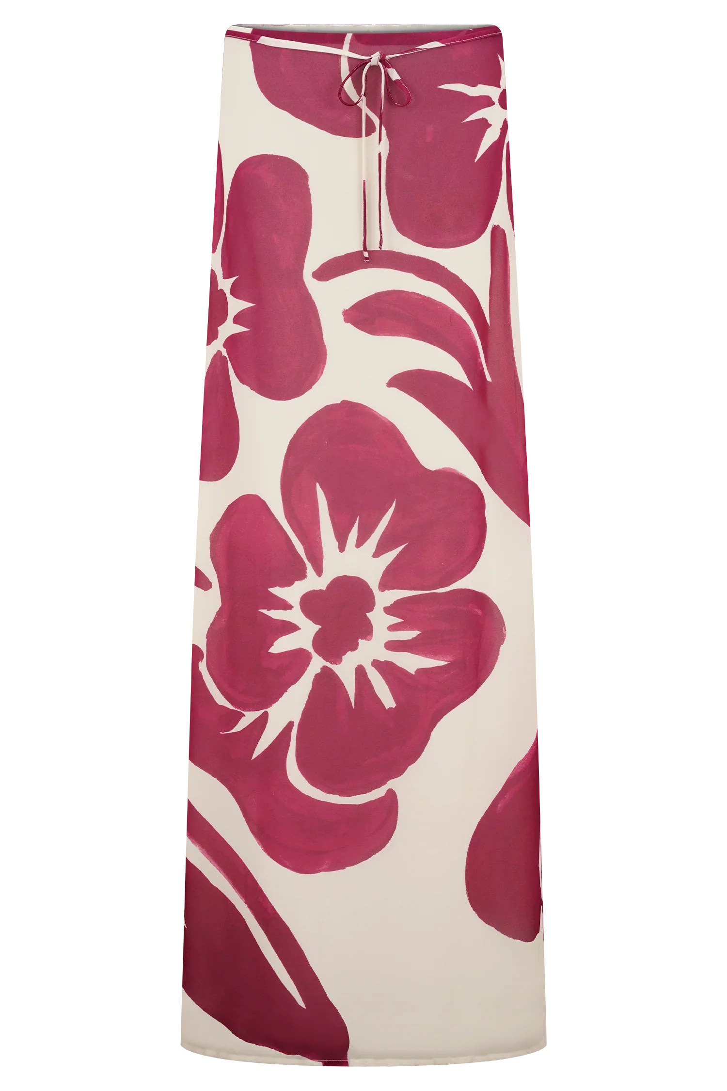 Katalina Chiffon Maxi Skirt Red Deco Fleur Print