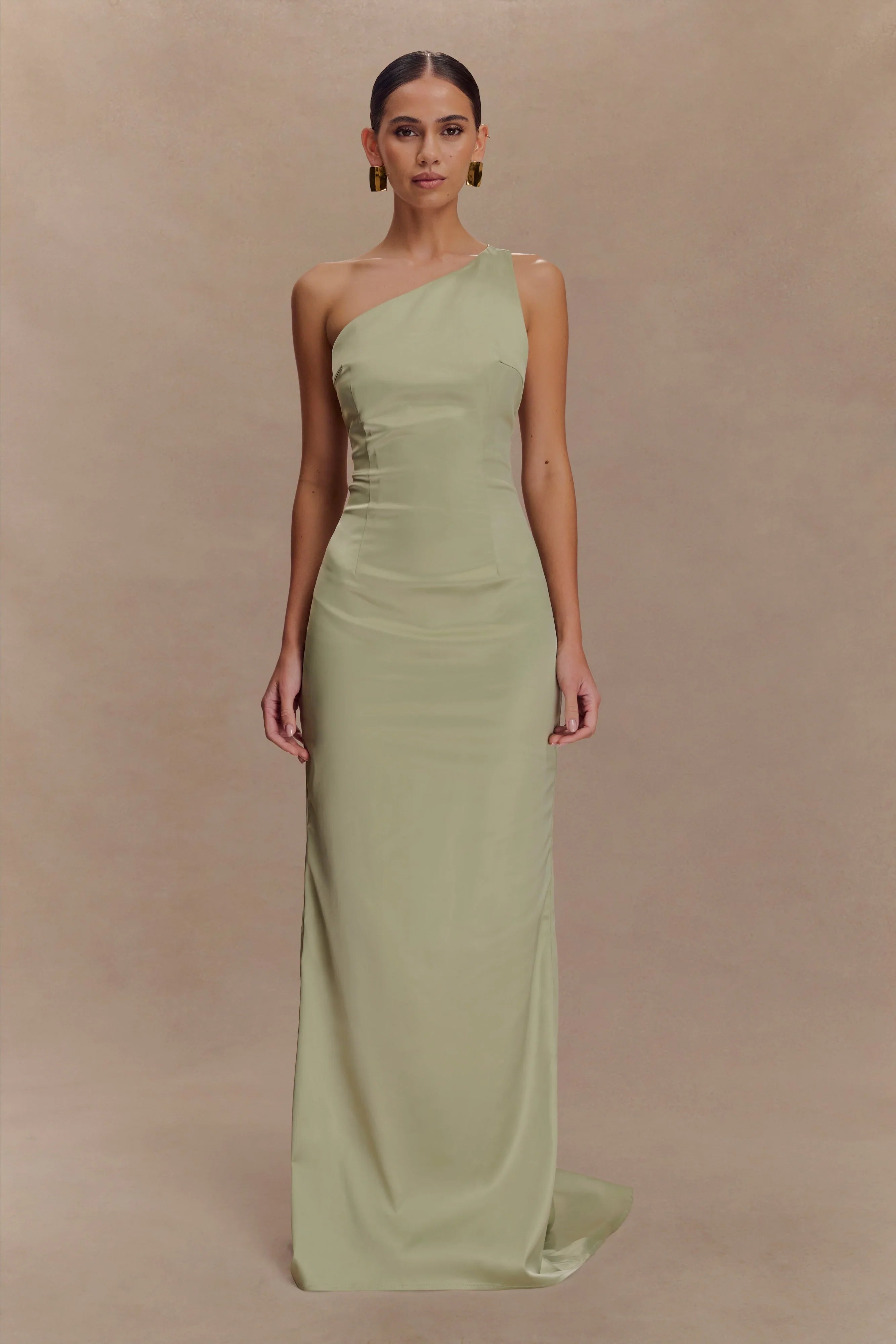 Harper One Shoulder Gown Sage