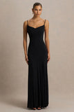 Gabbie Black Cowl Neck Maxi Dress With Mesh Back Detail
