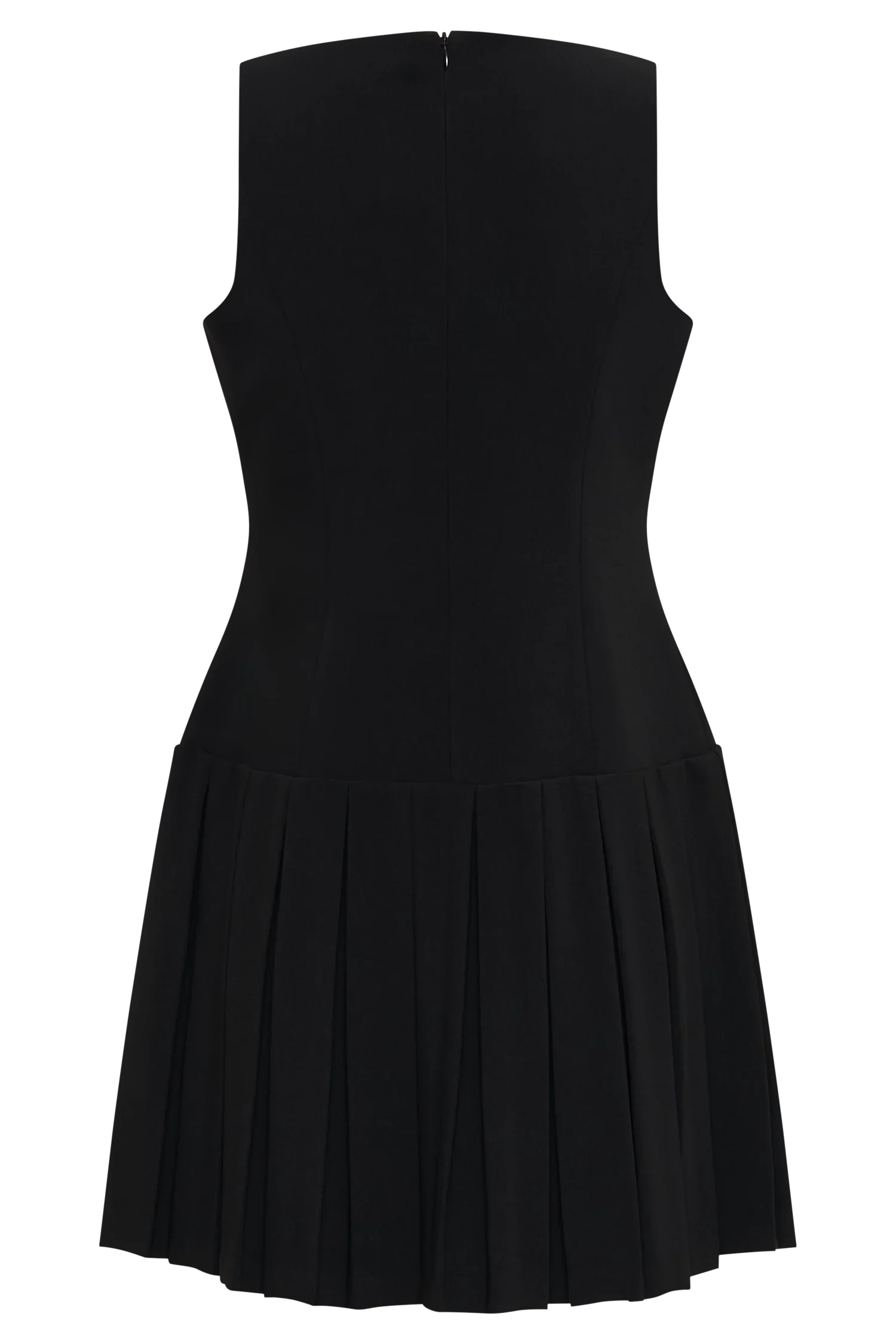 Mackenzie Sleeveless Pleated Mini Dress Black
