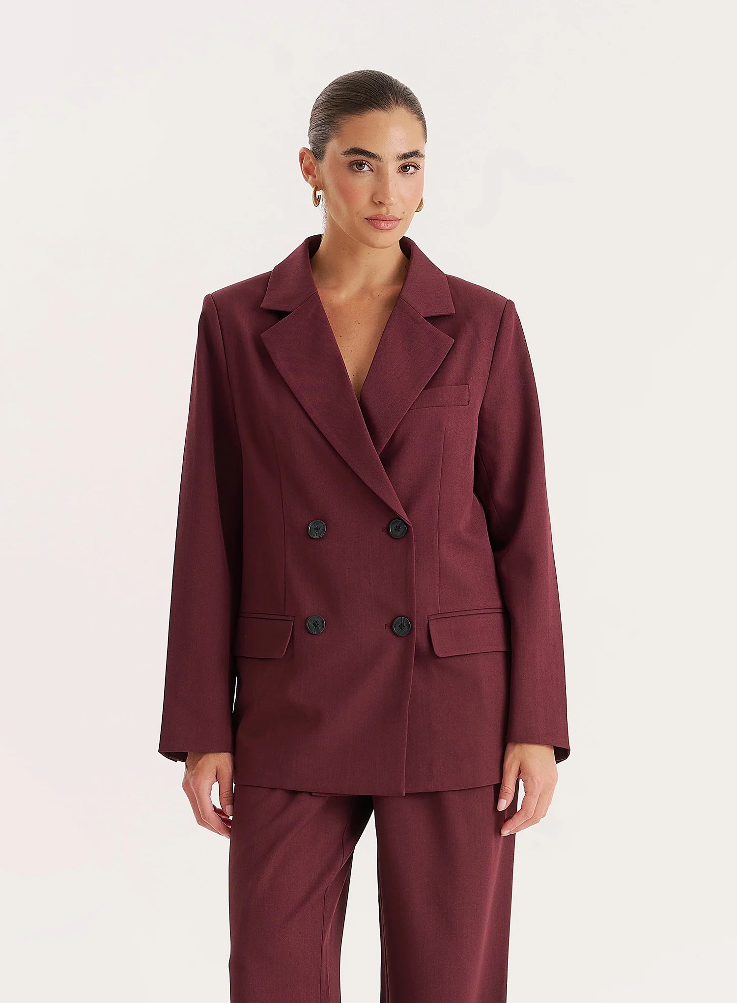 Burgundy Tailored Oversized Blazer