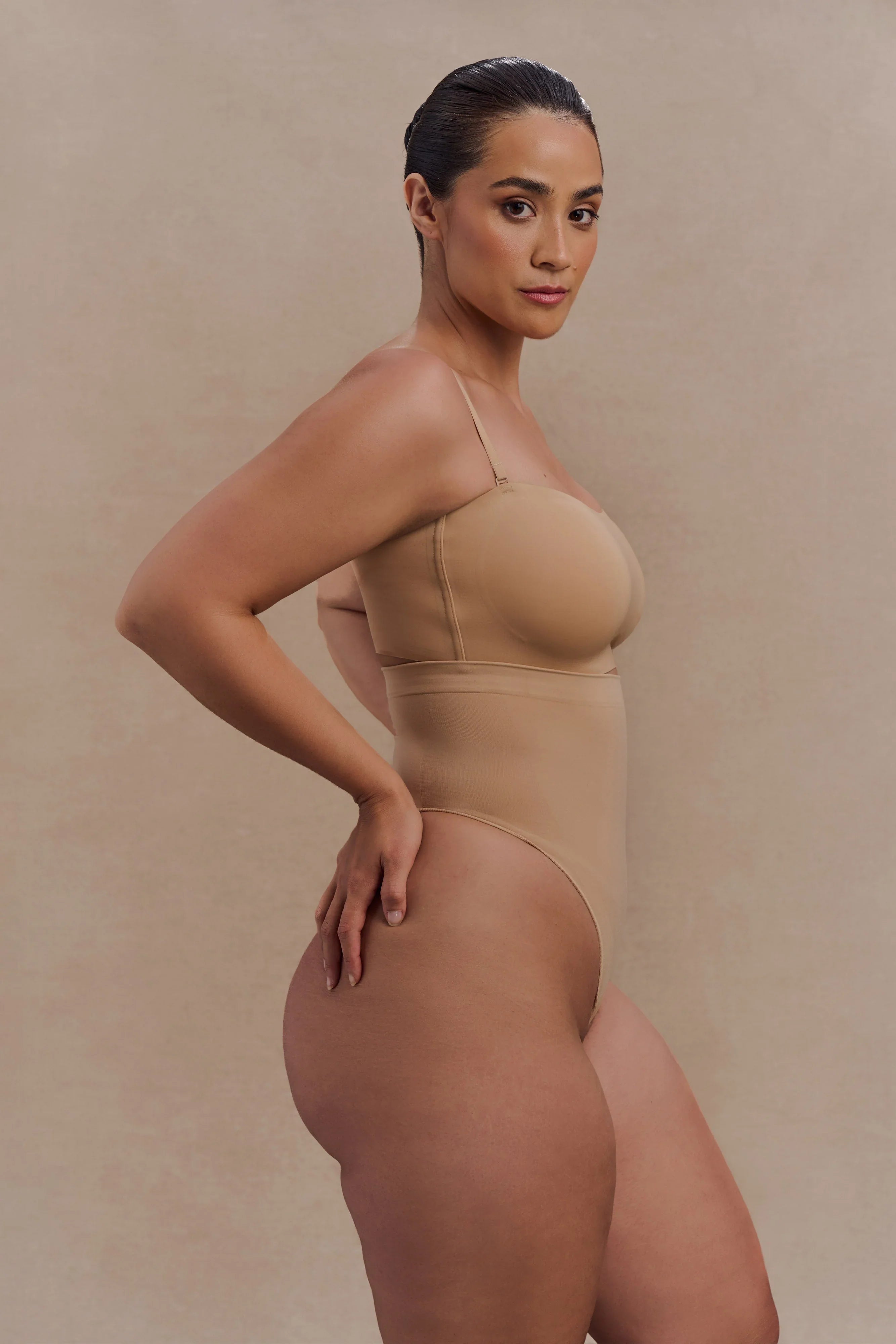 Saria High Waist Shapewear Briefs Beige