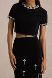 Aven Black Hand Embellished Maxi Skirt